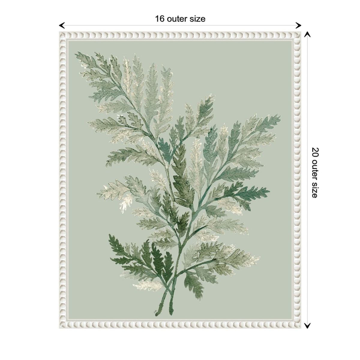 Tonal Green Ferns I Framed Canvas Wall Art Print