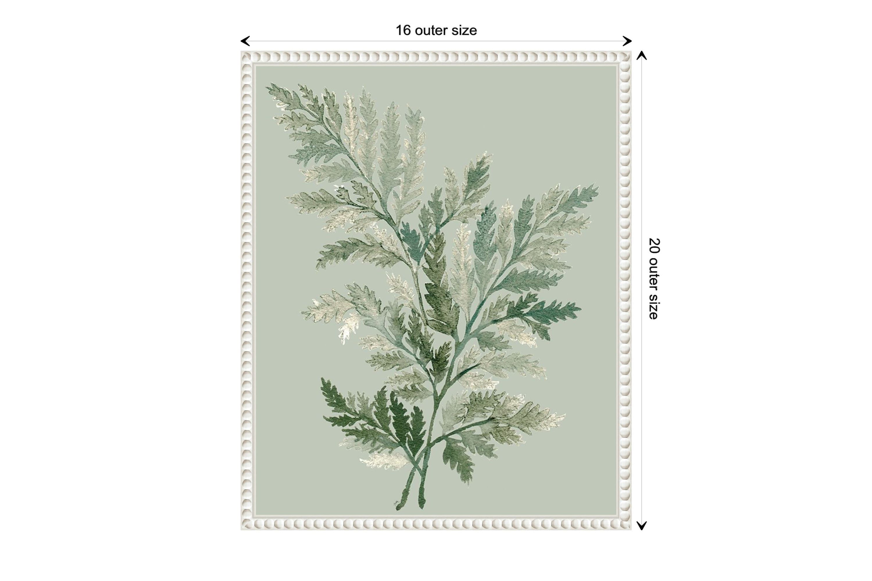 Tonal Green Ferns I Framed Canvas Wall Art Print