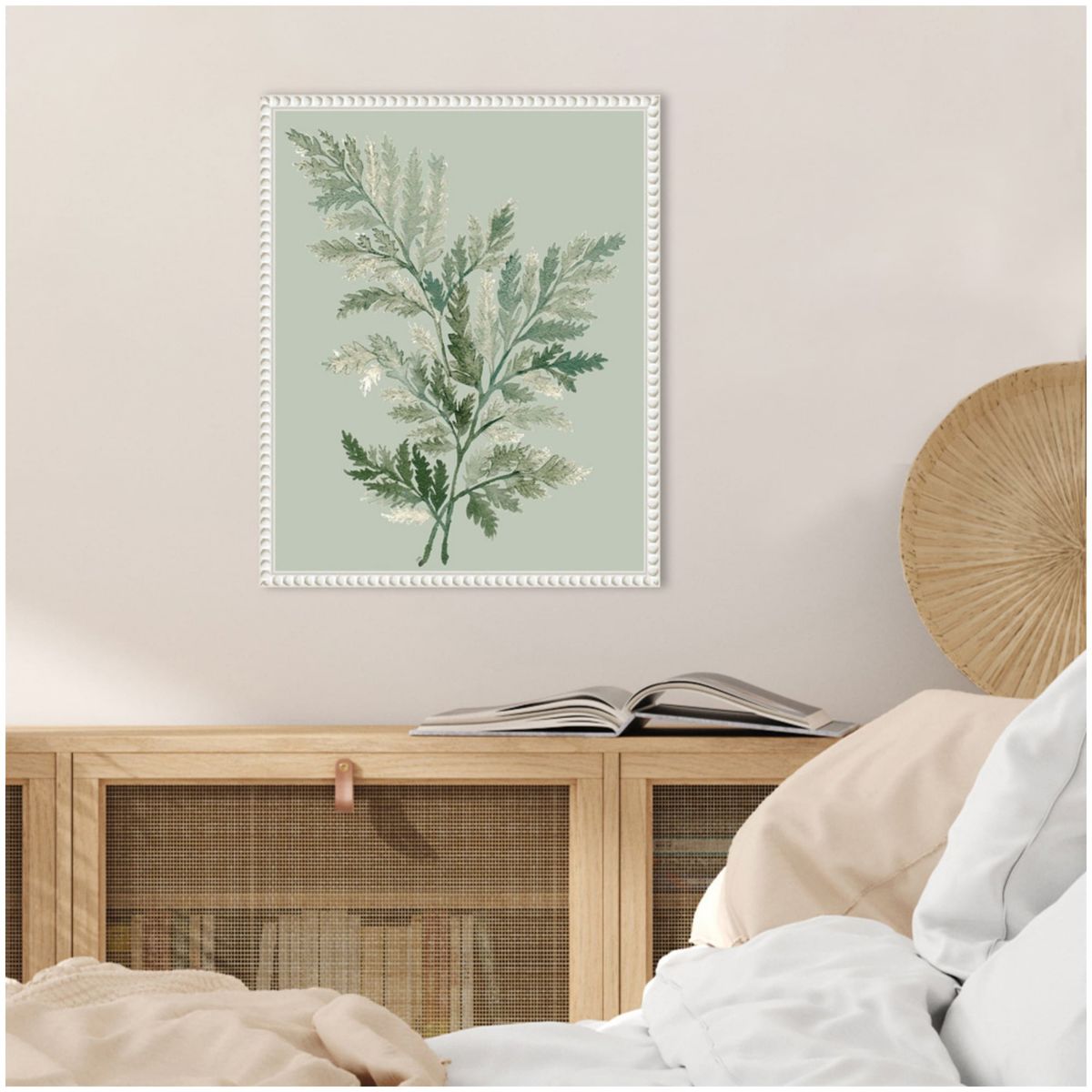 Tonal Green Ferns I Framed Canvas Wall Art Print
