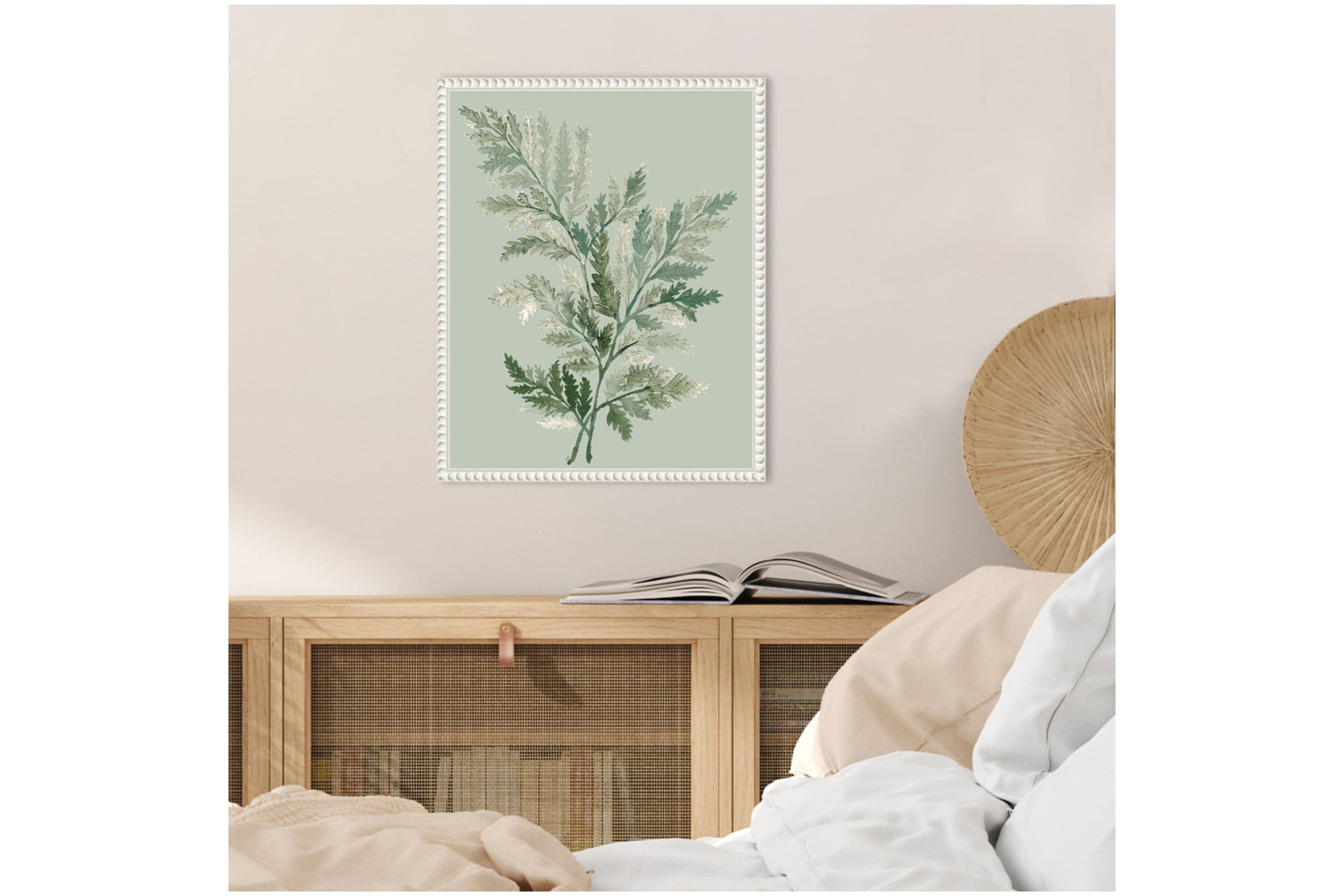 Tonal Green Ferns I Framed Canvas Wall Art Print