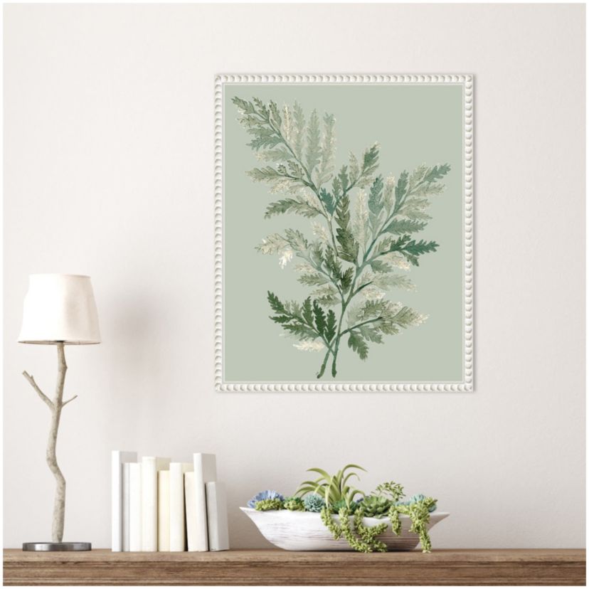 Tonal Green Ferns I Framed Canvas Wall Art Print
