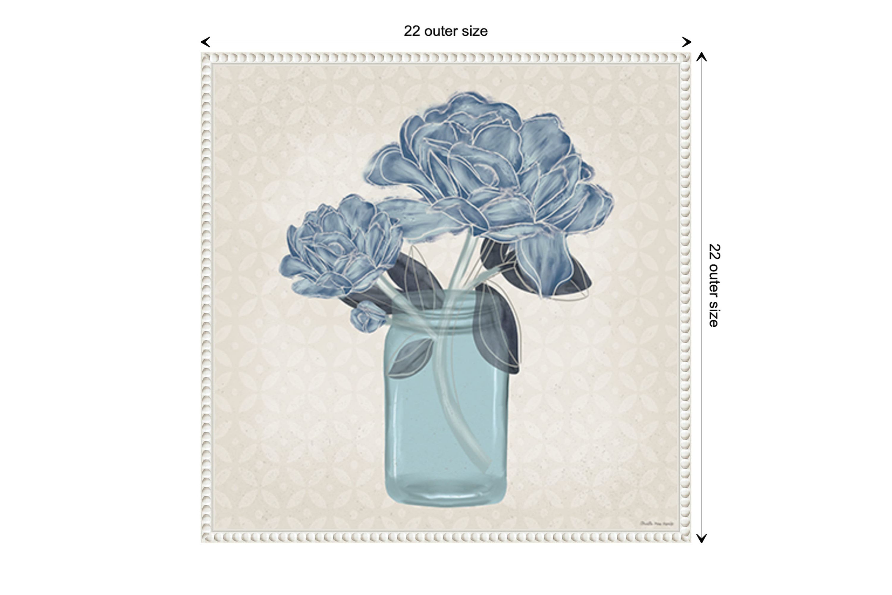 Splendid Blue Bouquet II Framed Canvas Wall Art Print