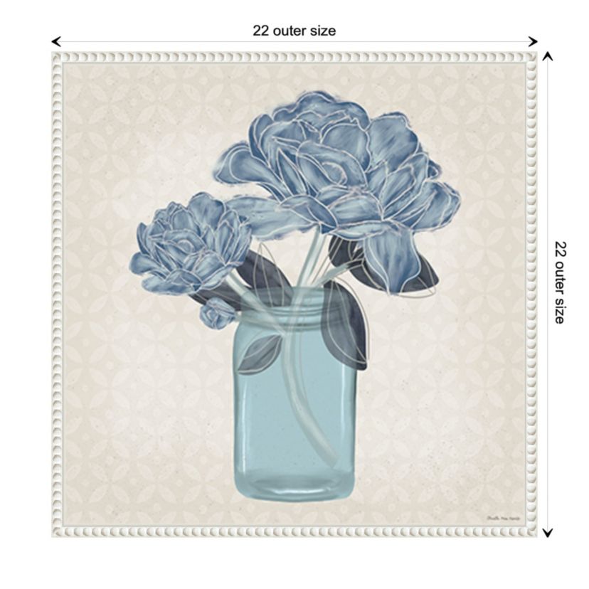 Splendid Blue Bouquet II Framed Canvas Wall Art Print