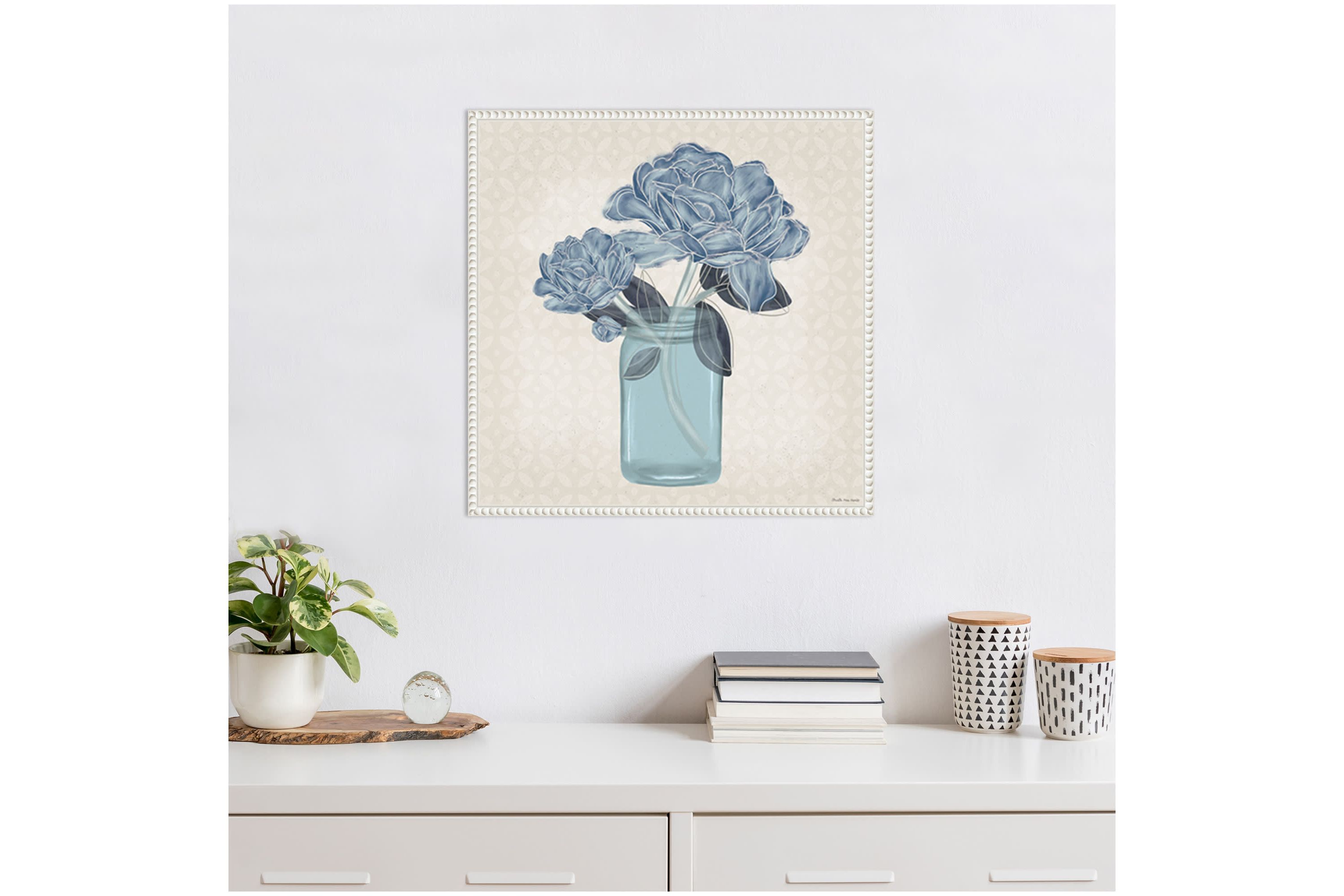Splendid Blue Bouquet II Framed Canvas Wall Art Print