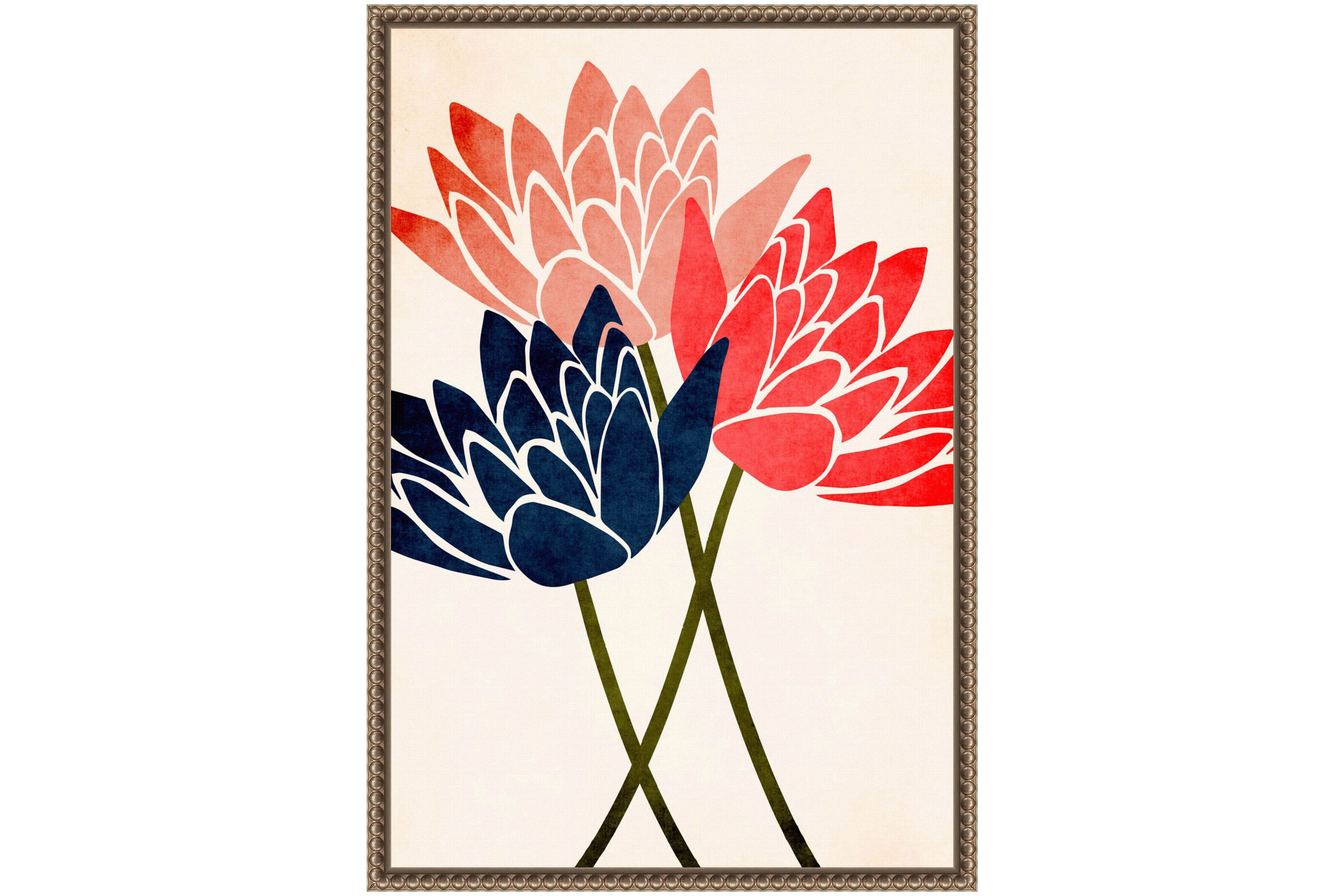 Three Dancing Blossoms Framed Canvas Wall Art Print