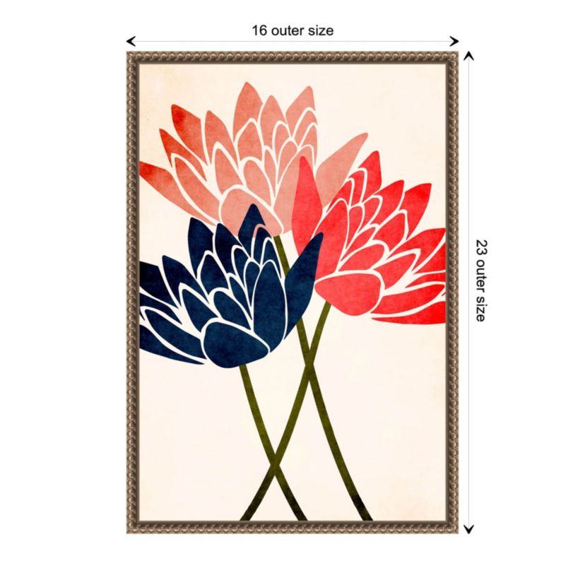 Three Dancing Blossoms Framed Canvas Wall Art Print