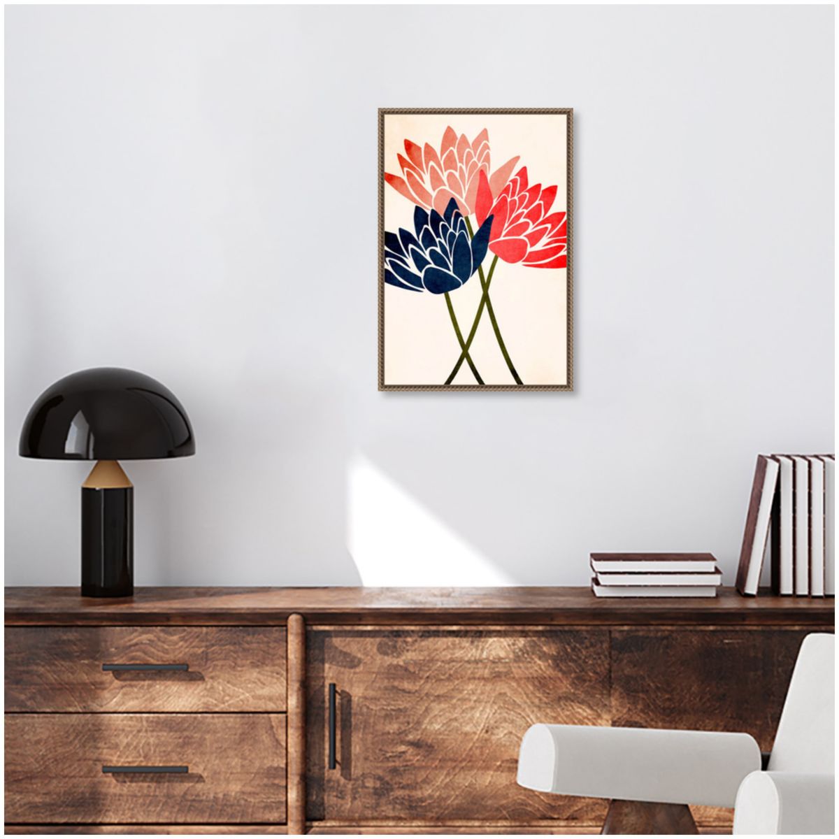 Three Dancing Blossoms Framed Canvas Wall Art Print