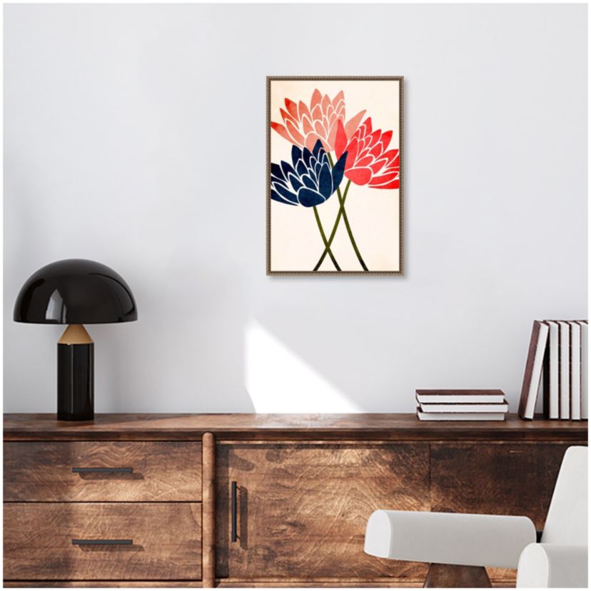 Three Dancing Blossoms Framed Canvas Wall Art Print