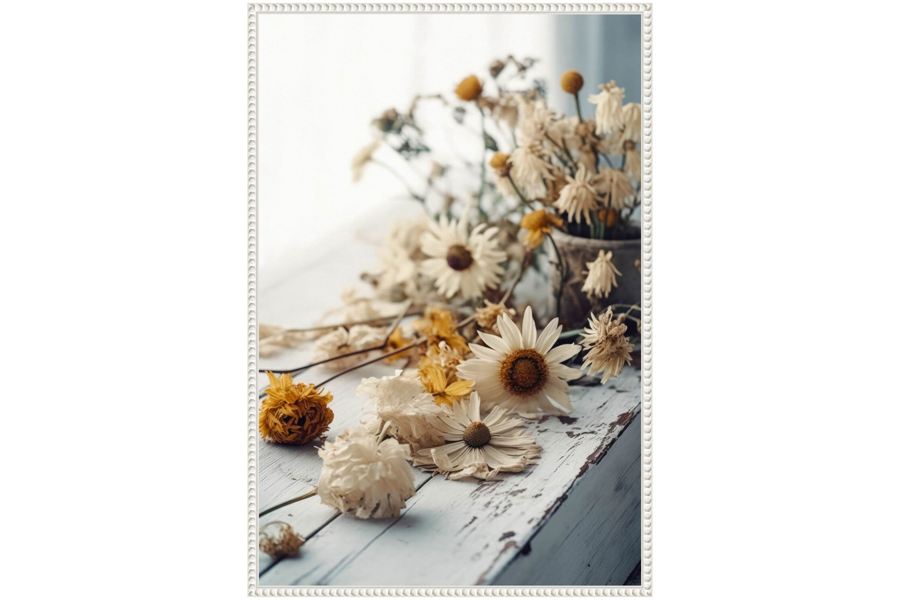Dry Flowers Arrangement Framed Canvas Wall Art Print
