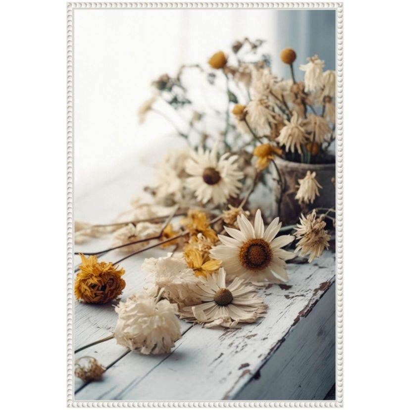 Dry Flowers Arrangement Framed Canvas Wall Art Print