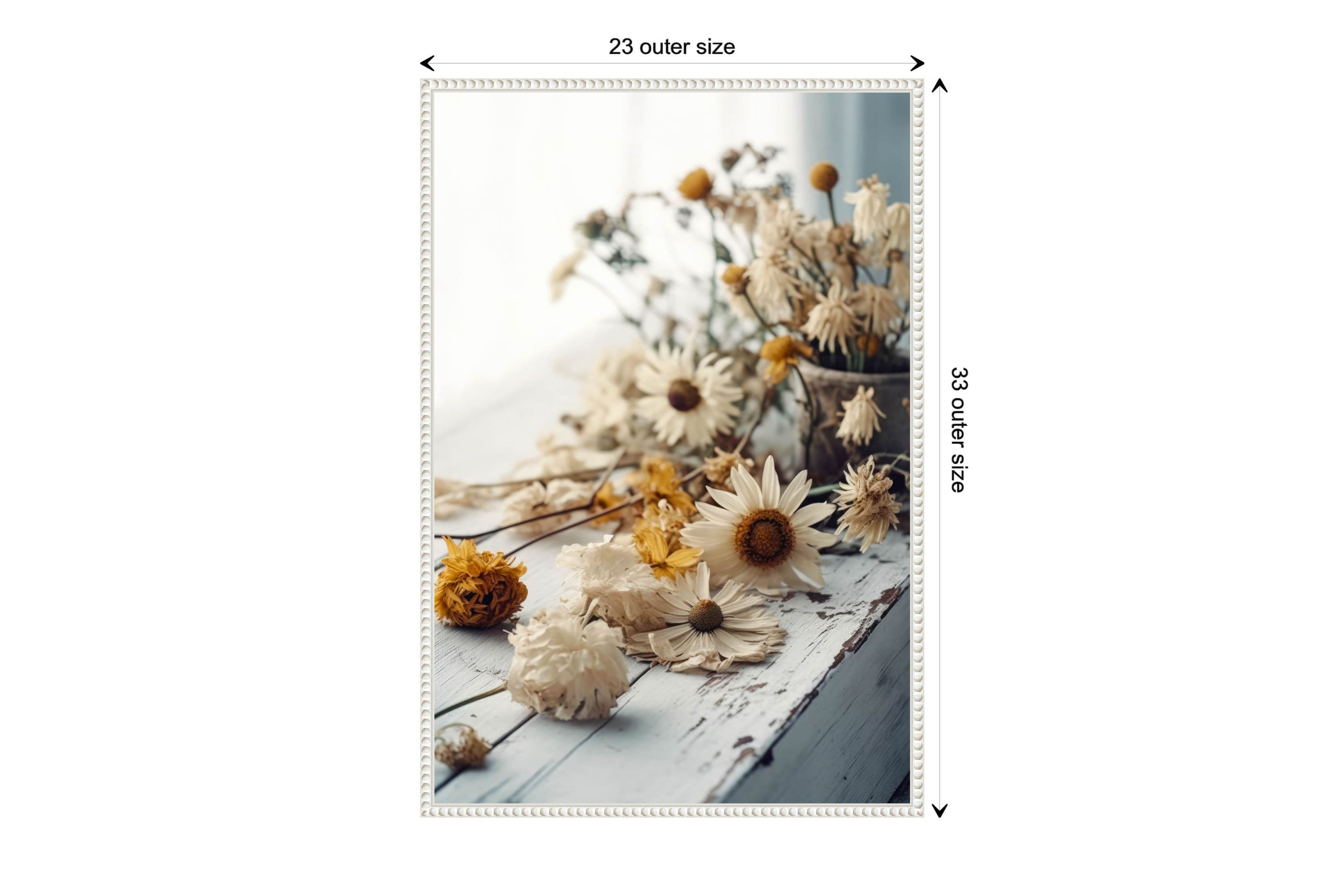 Dry Flowers Arrangement Framed Canvas Wall Art Print