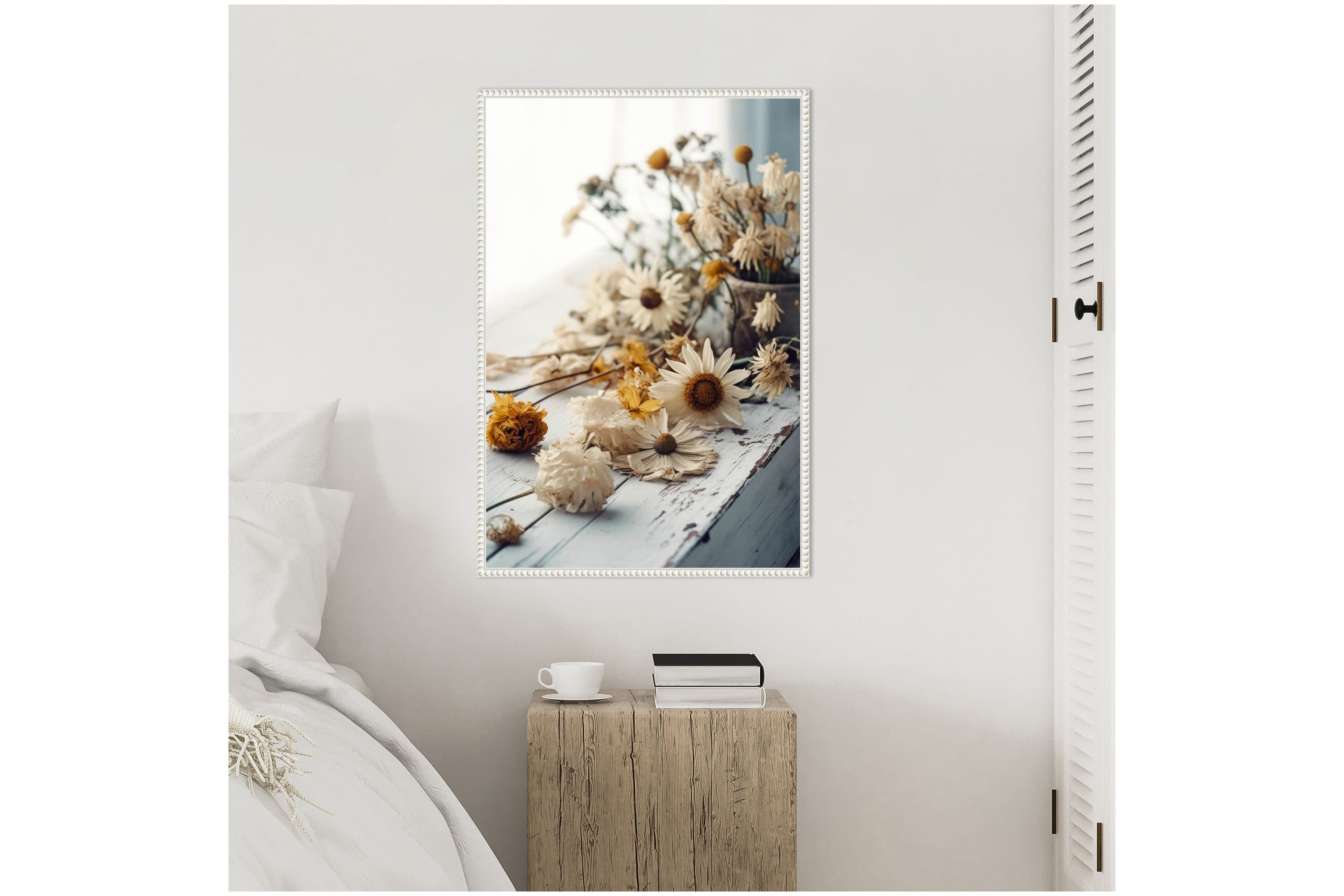 Dry Flowers Arrangement Framed Canvas Wall Art Print