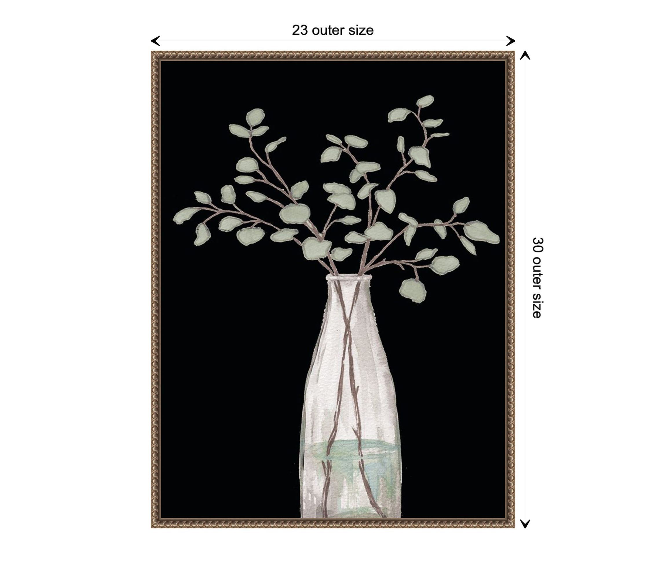 Modern Floral On Black II Framed Canvas Wall Art Print