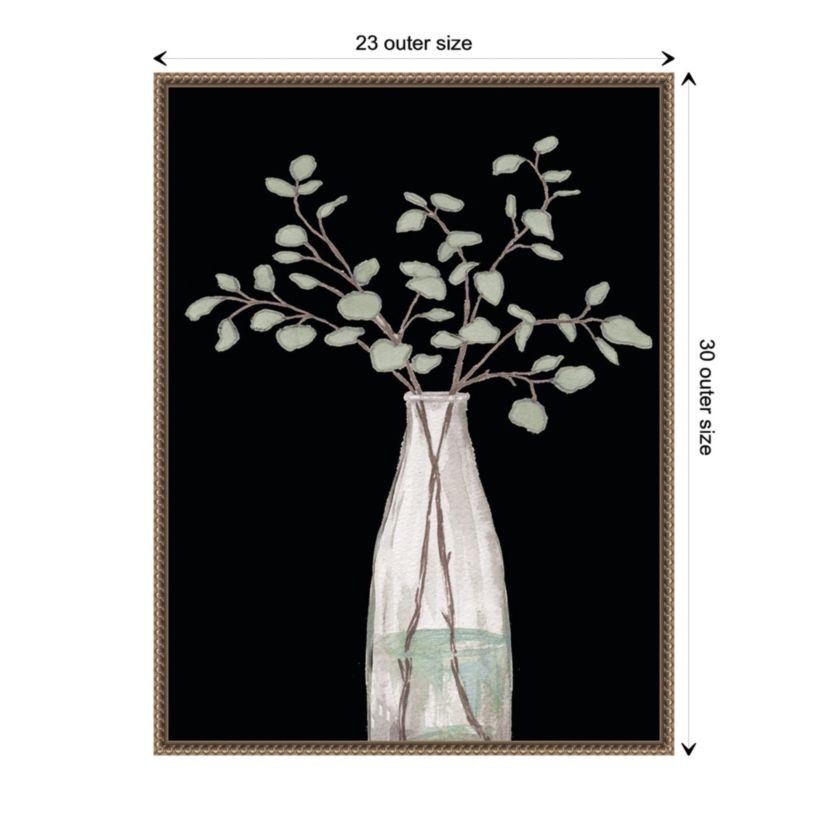 Modern Floral On Black II Framed Canvas Wall Art Print
