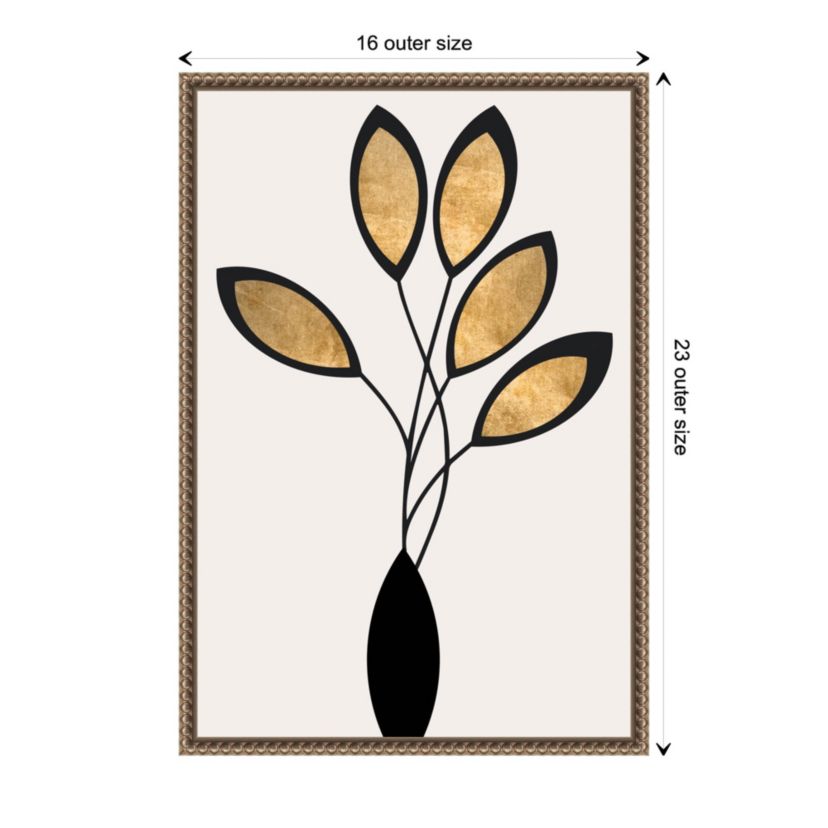 Five Black and Gold Flowers Framed Canvas Wall Art Print