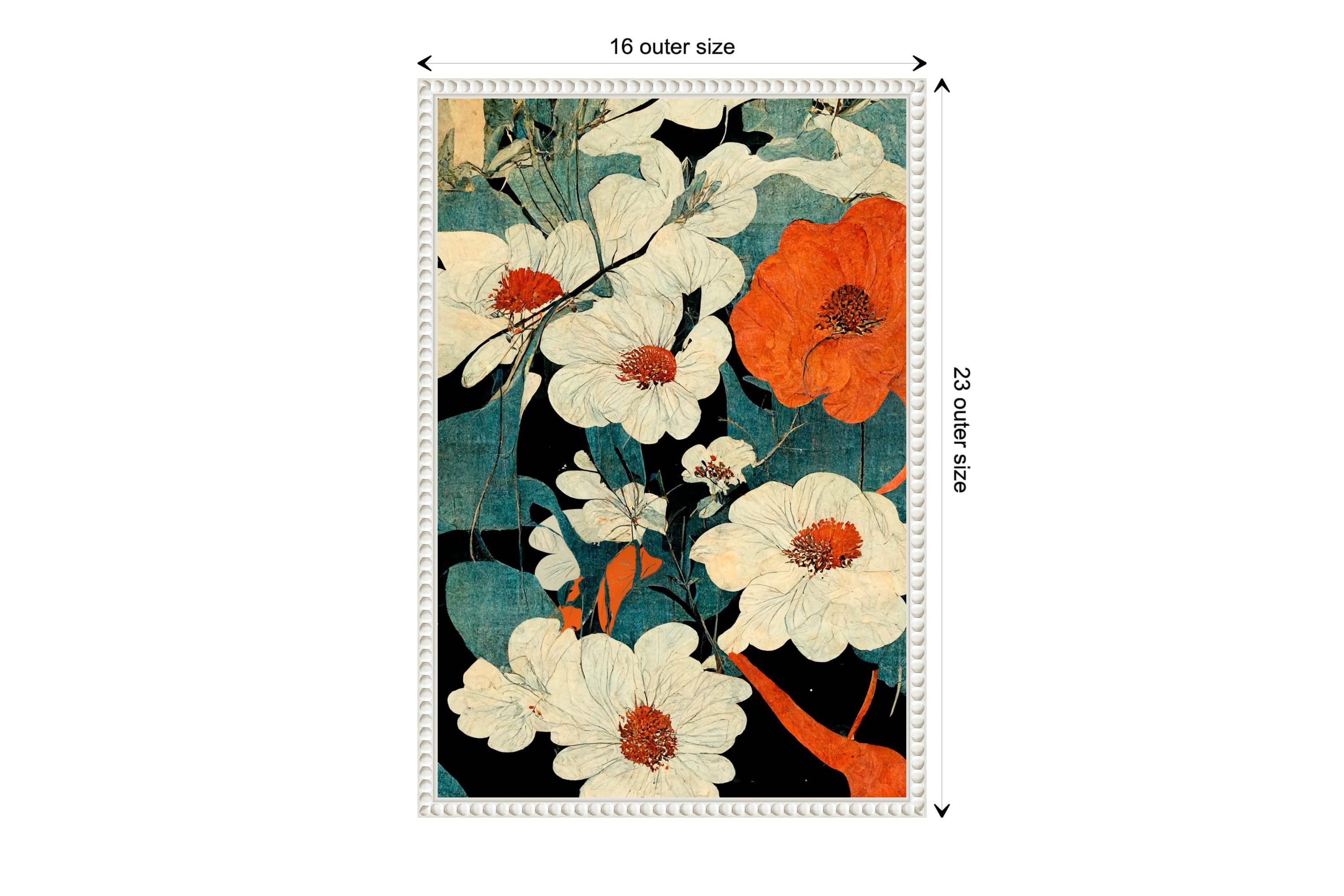 Asian Flowers Framed Canvas Wall Art Print