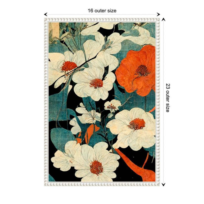 Asian Flowers Framed Canvas Wall Art Print