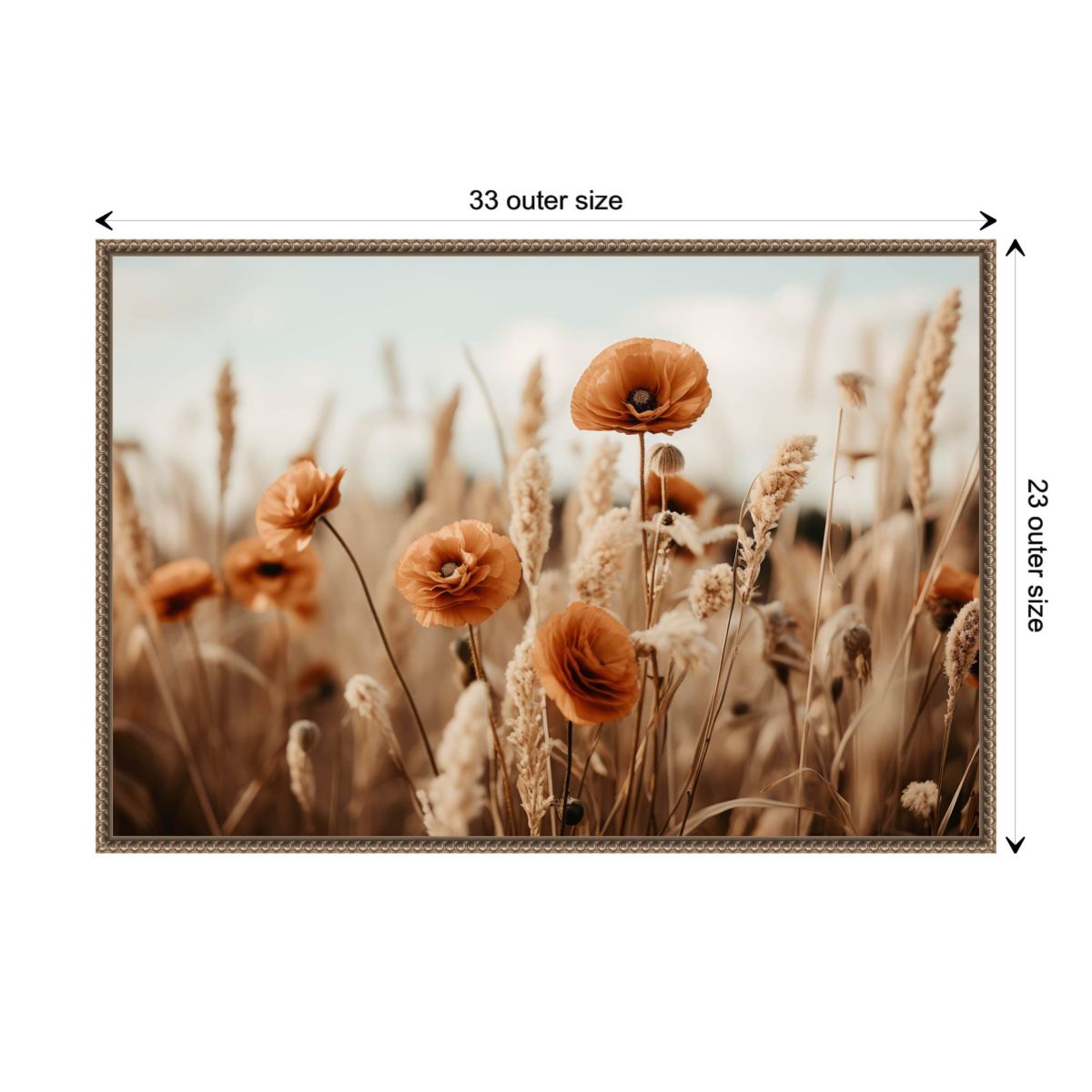 Orange Poppy Field Framed Canvas Wall Art Print
