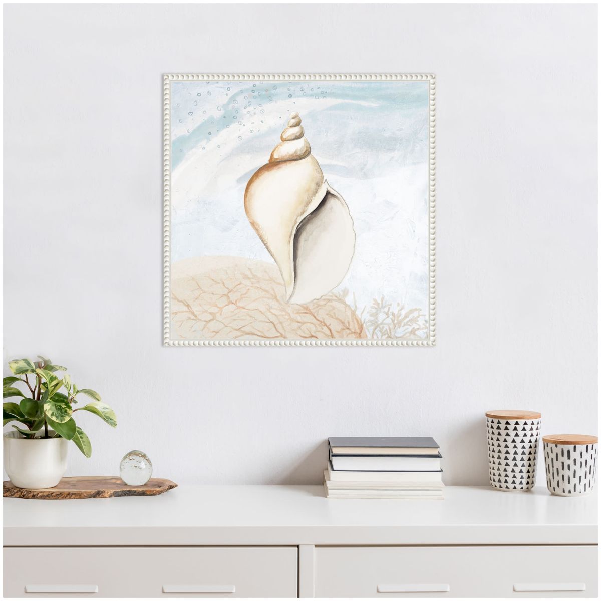 Ocean Oasis Tropical Seashell I Framed Canvas Wall Art Print
