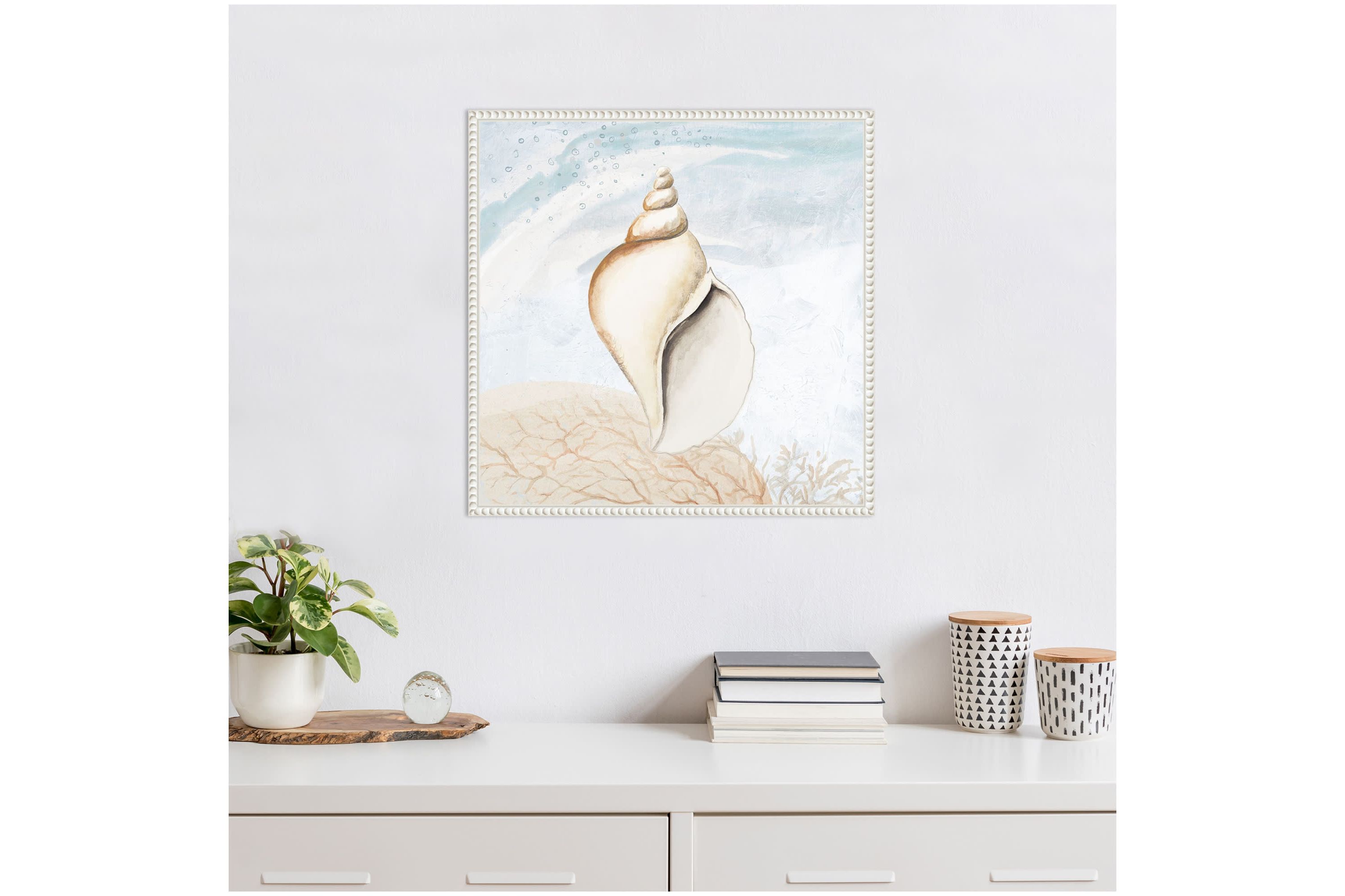 Ocean Oasis Tropical Seashell I Framed Canvas Wall Art Print