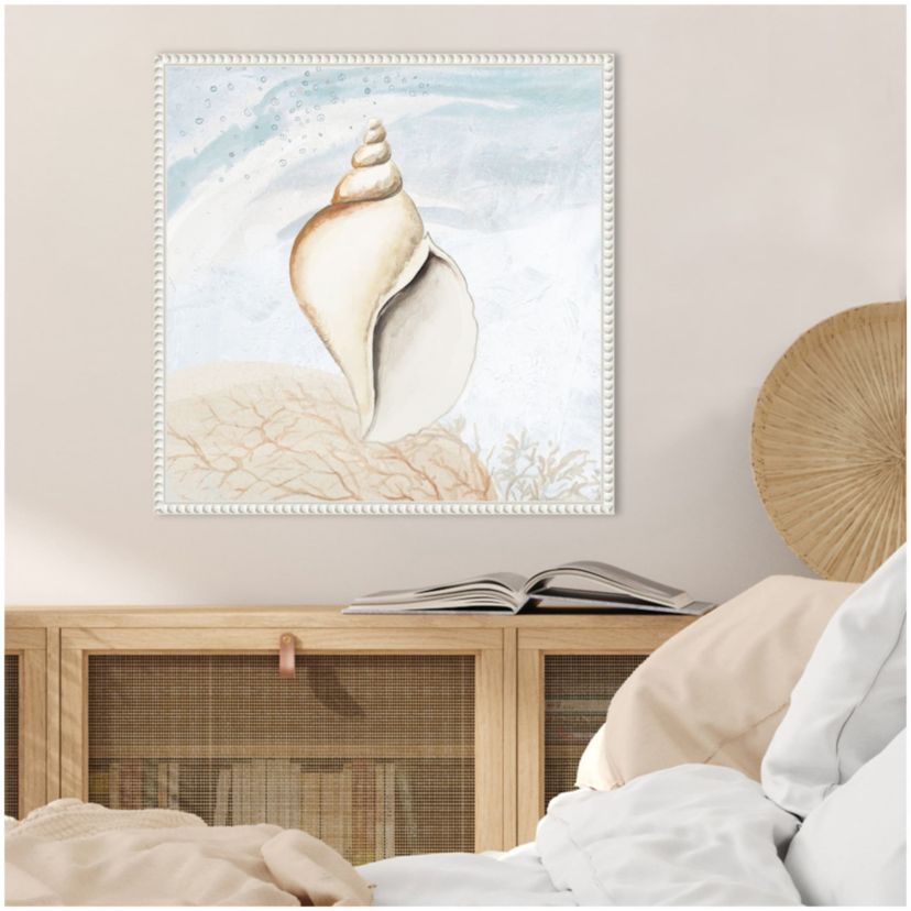 Ocean Oasis Tropical Seashell I Framed Canvas Wall Art Print