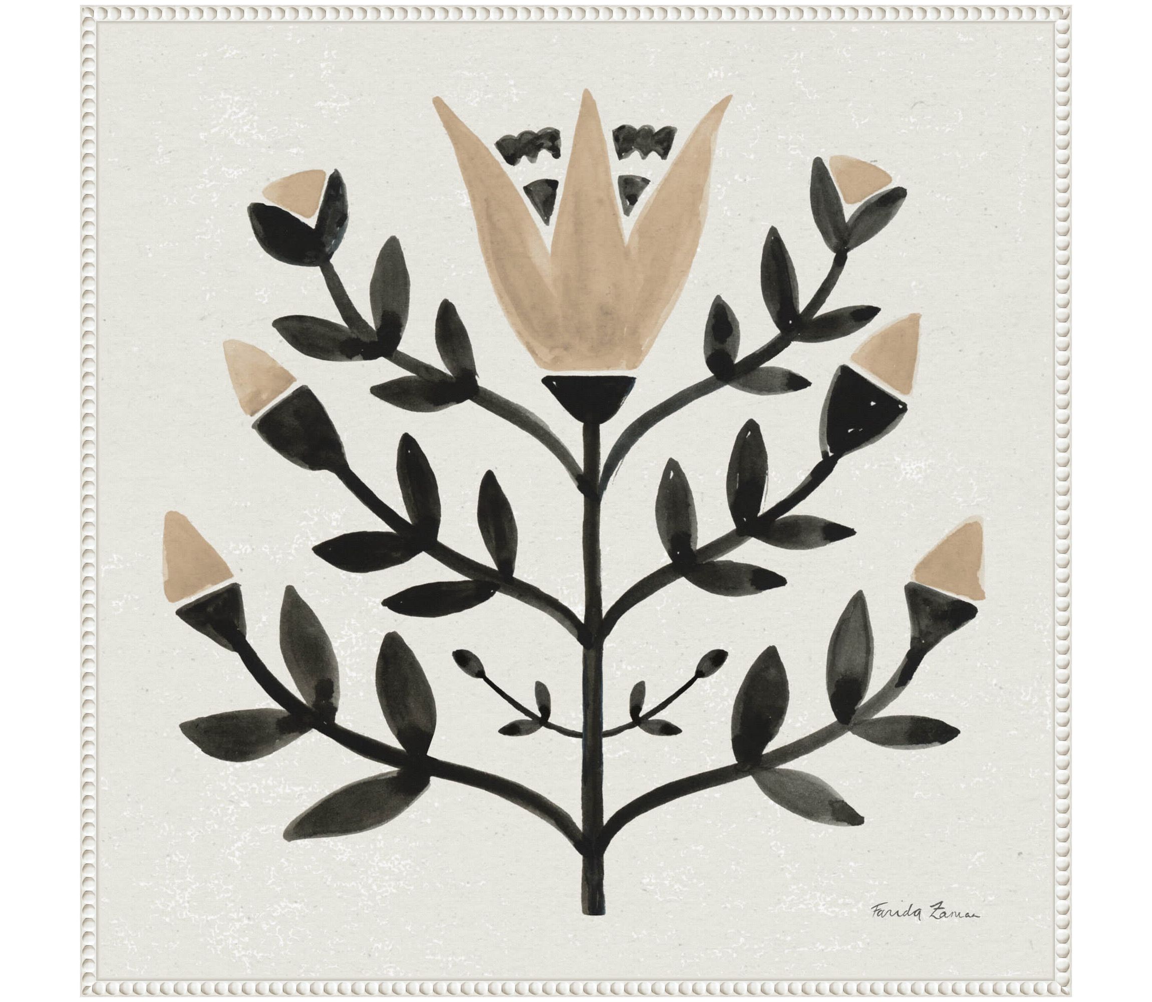 Garden Folk Flowers II Framed Canvas Wall Art Print