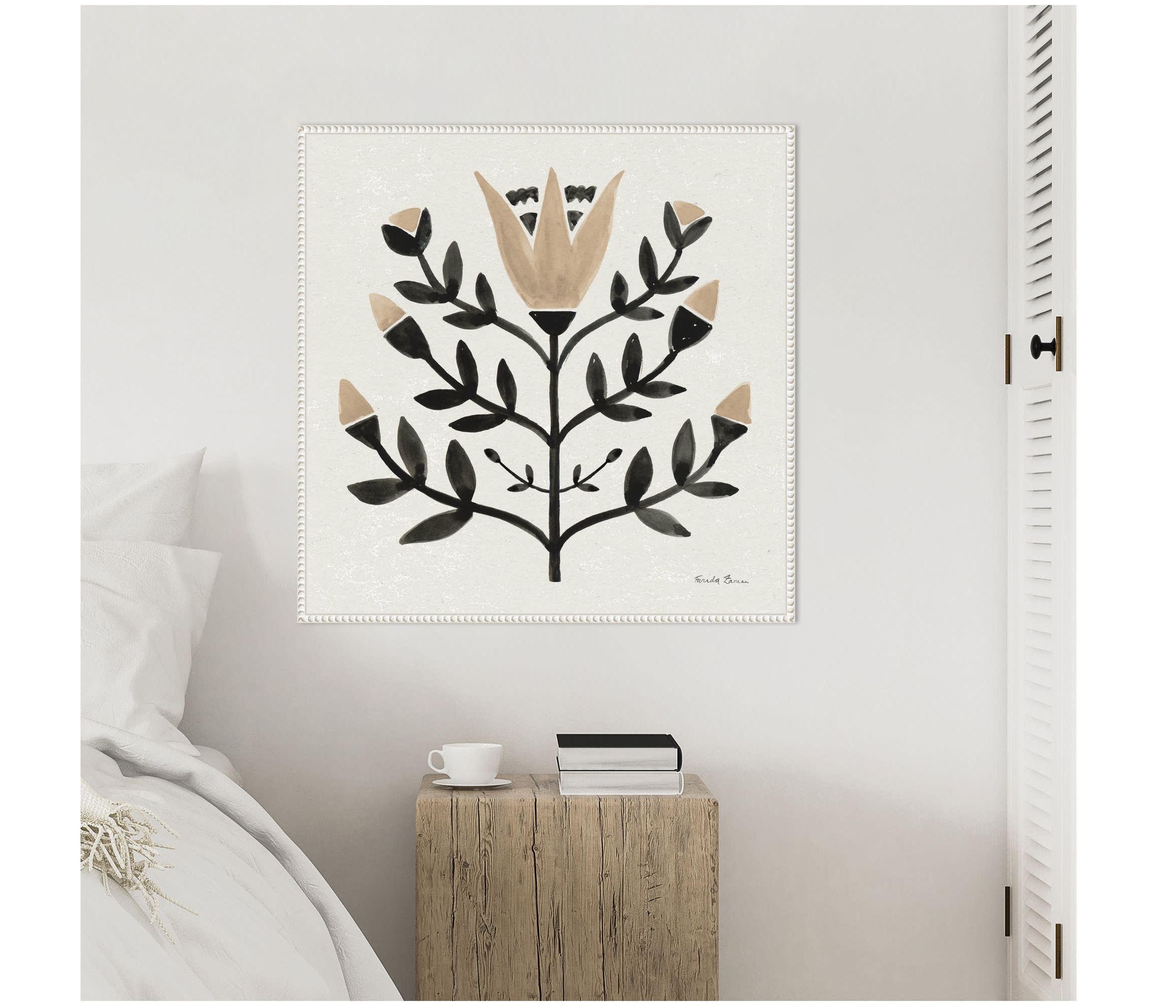 Garden Folk Flowers II Framed Canvas Wall Art Print
