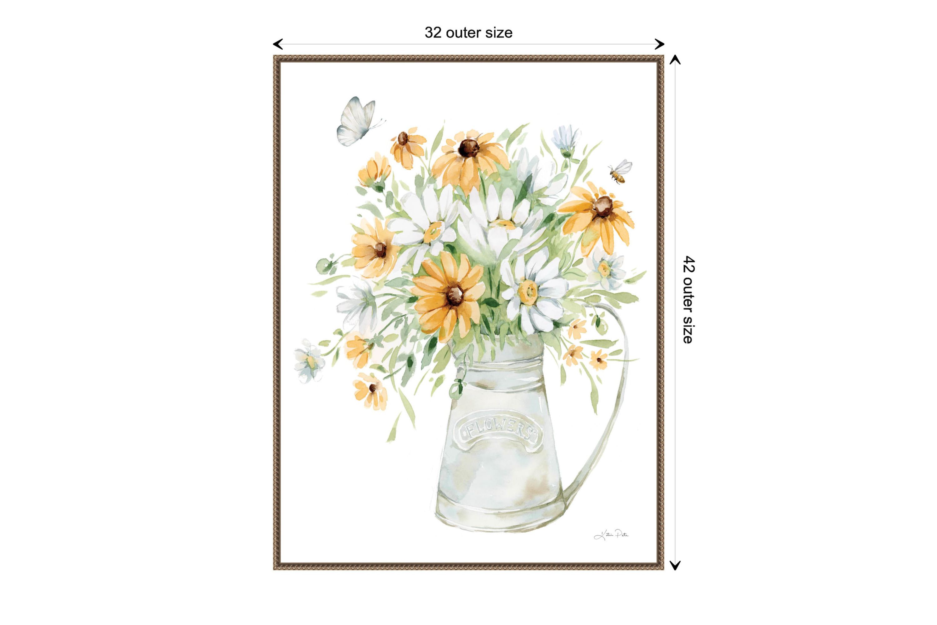 Sunflowers and Daisies II Framed Canvas Wall Art Print