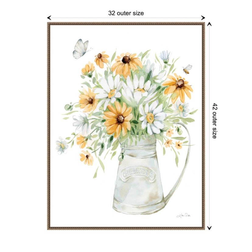 Sunflowers and Daisies II Framed Canvas Wall Art Print