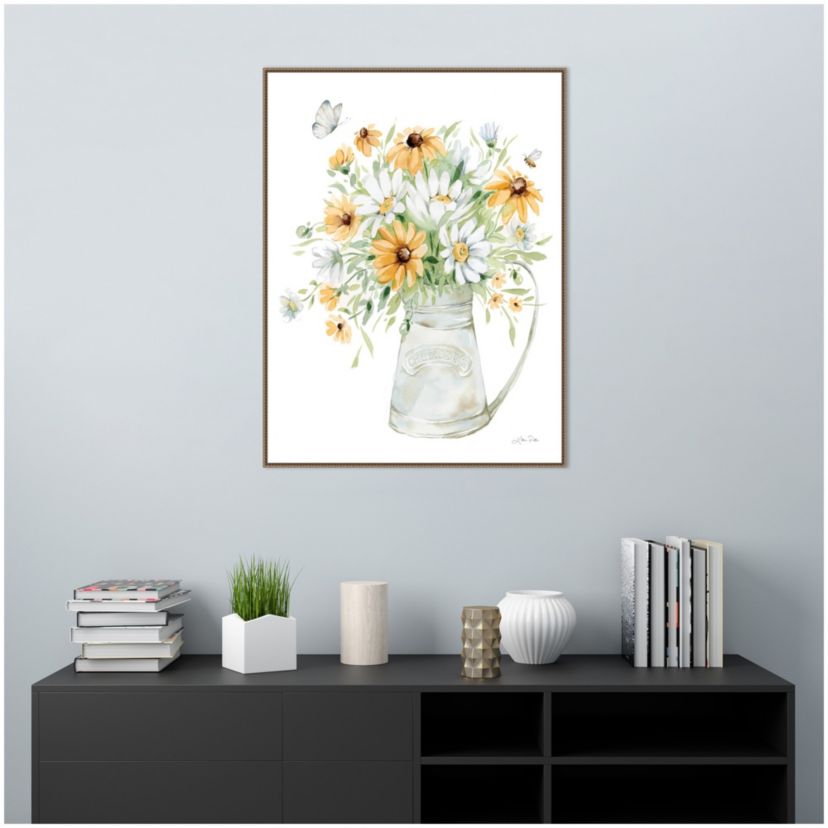 Sunflowers and Daisies II Framed Canvas Wall Art Print