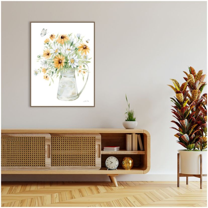 Sunflowers and Daisies II Framed Canvas Wall Art Print