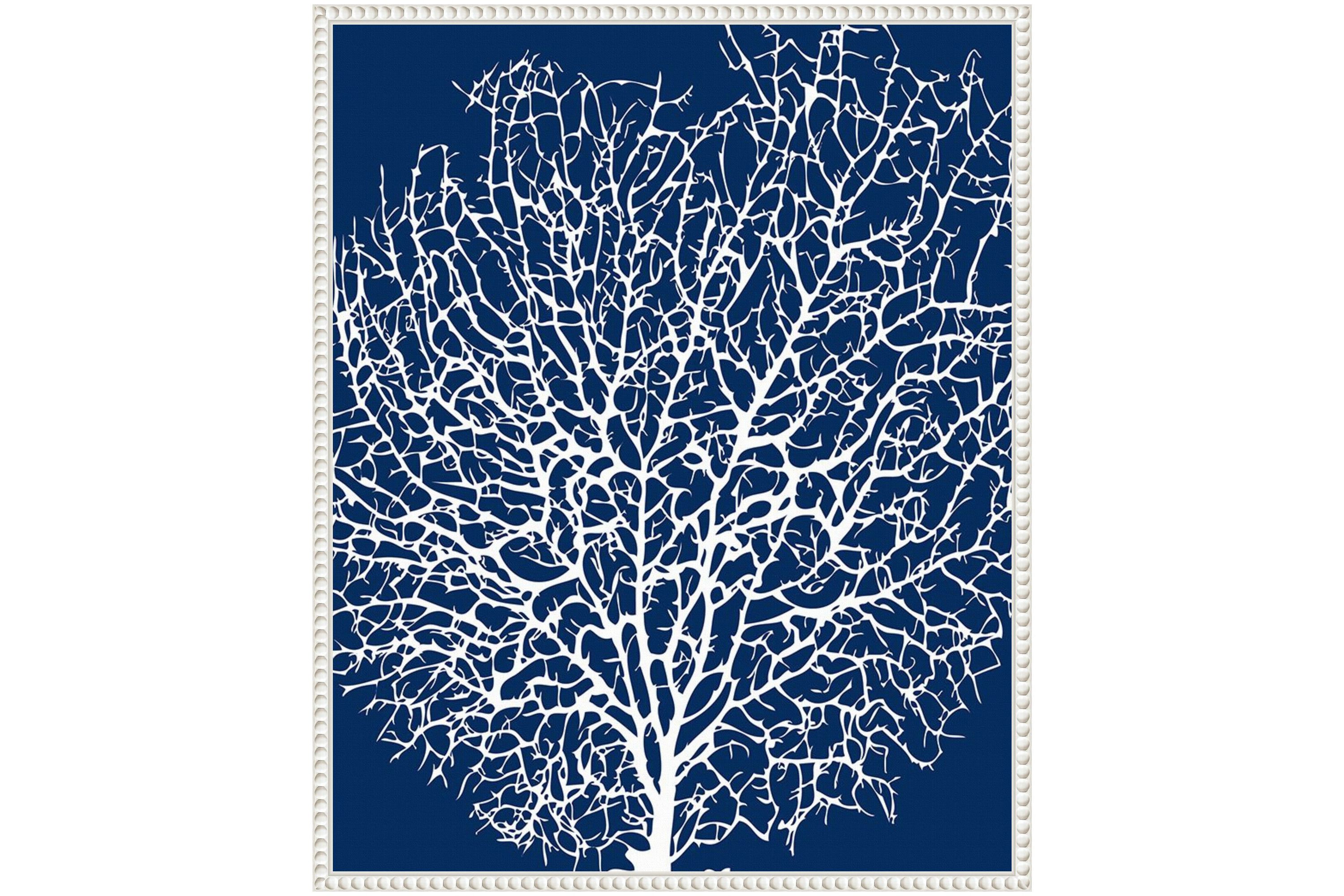 Navy Coral I Crop Framed Canvas Wall Art Print