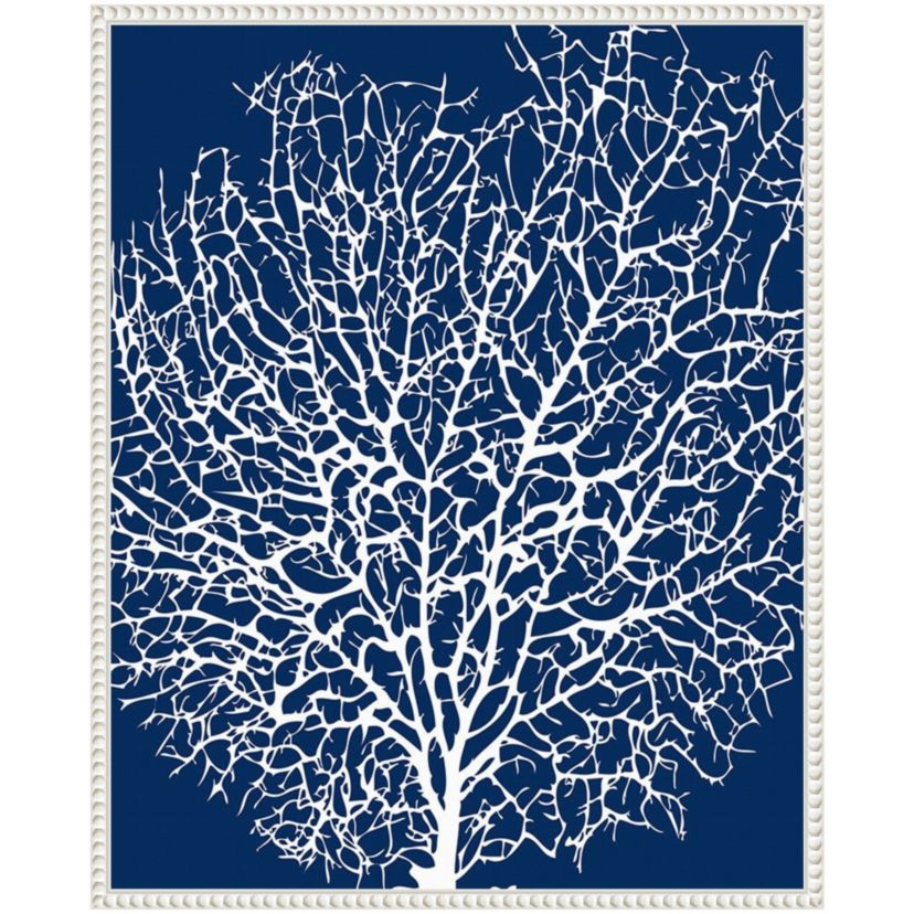 Navy Coral I Crop Framed Canvas Wall Art Print