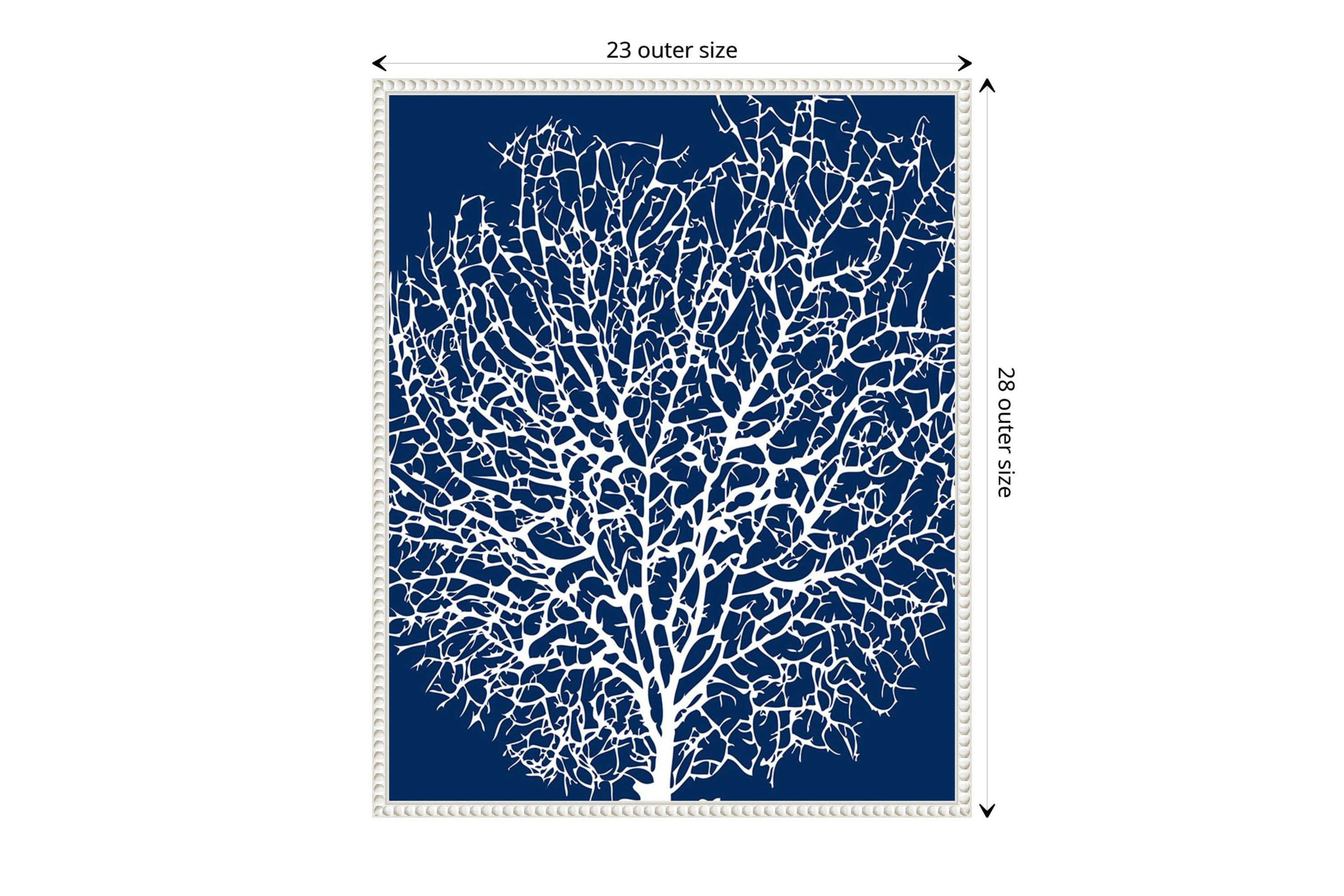 Navy Coral I Crop Framed Canvas Wall Art Print