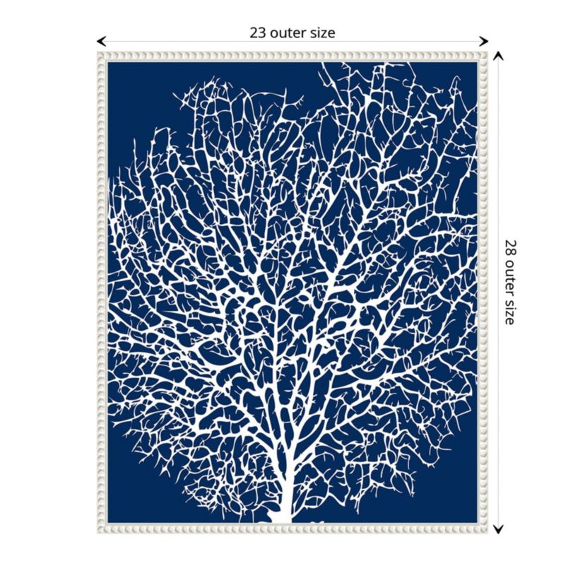 Navy Coral I Crop Framed Canvas Wall Art Print