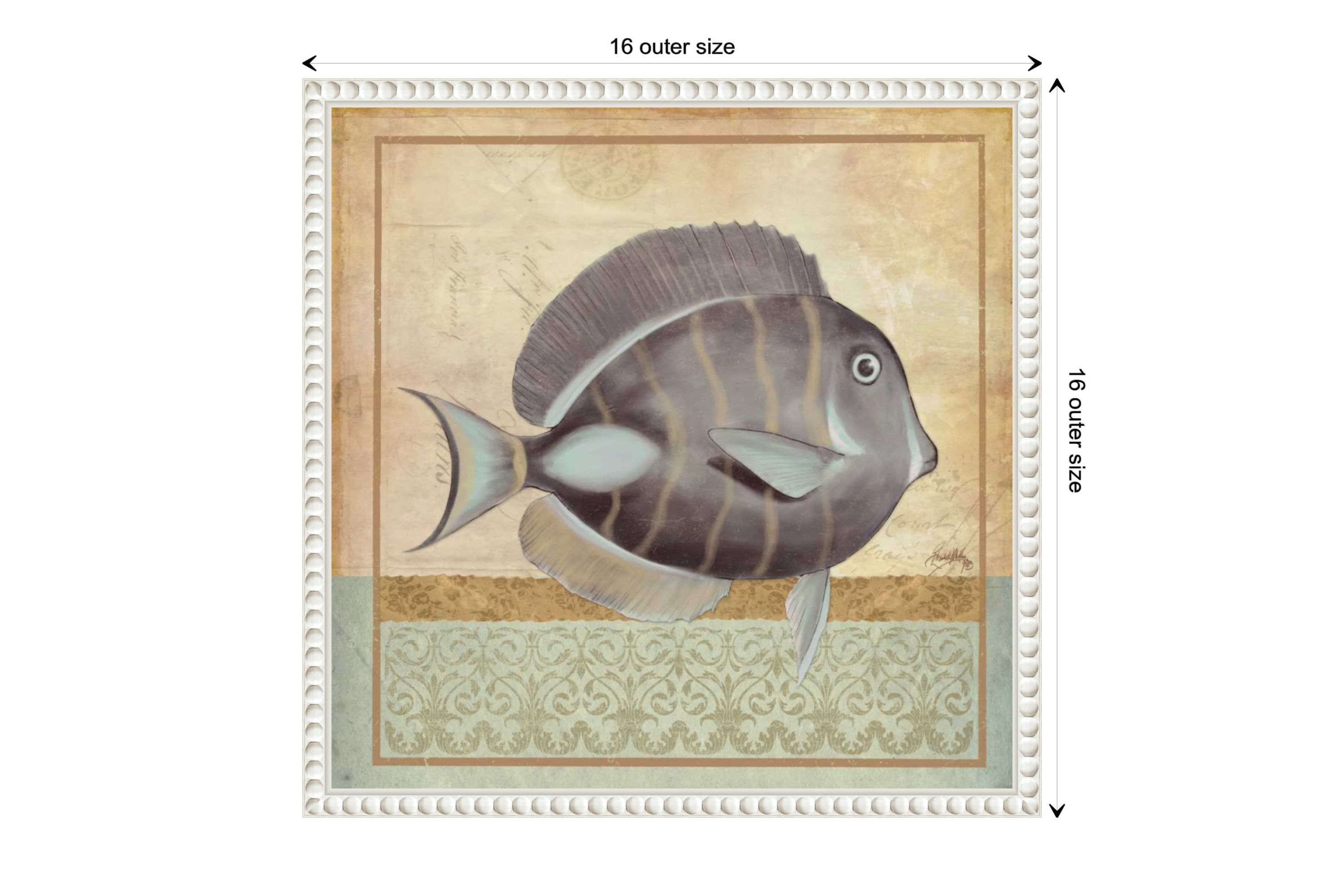 Vintage Fish II Framed Canvas Wall Art Print