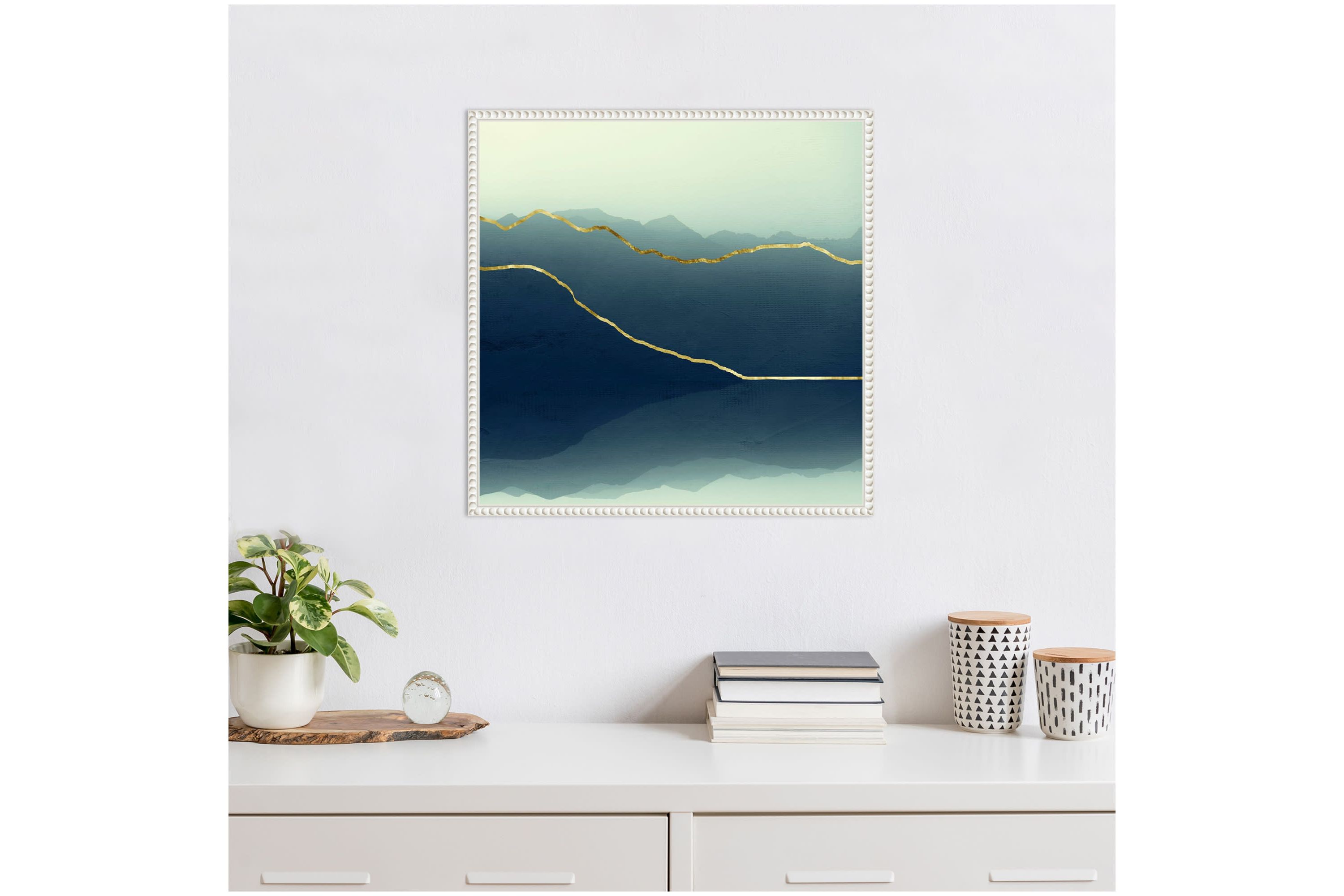 Gold Lined Alps Framed Canvas Wall Art Print