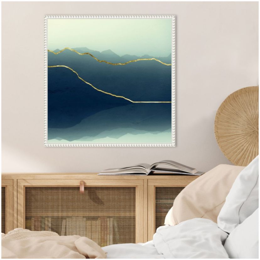 Gold Lined Alps Framed Canvas Wall Art Print