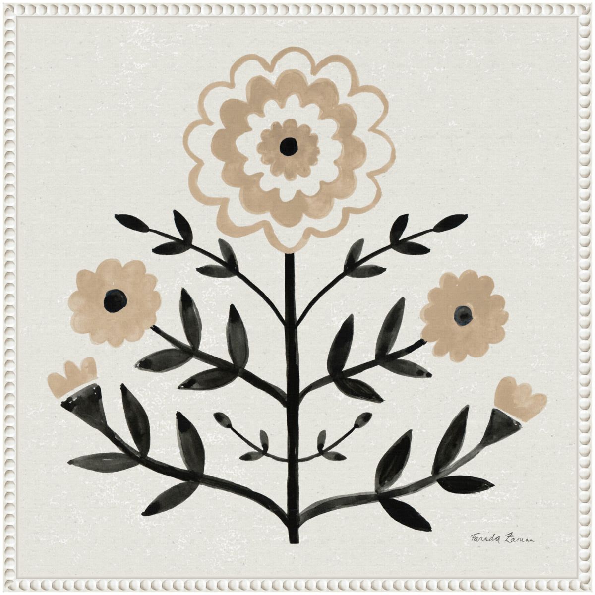 Garden Folk Flowers I Framed Canvas Wall Art Print