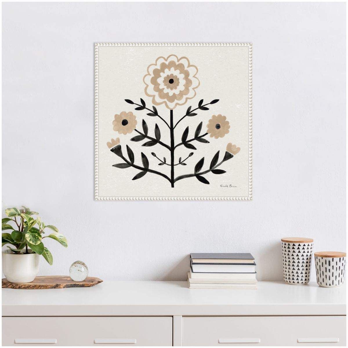 Garden Folk Flowers I Framed Canvas Wall Art Print
