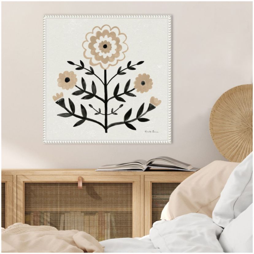 Garden Folk Flowers I Framed Canvas Wall Art Print