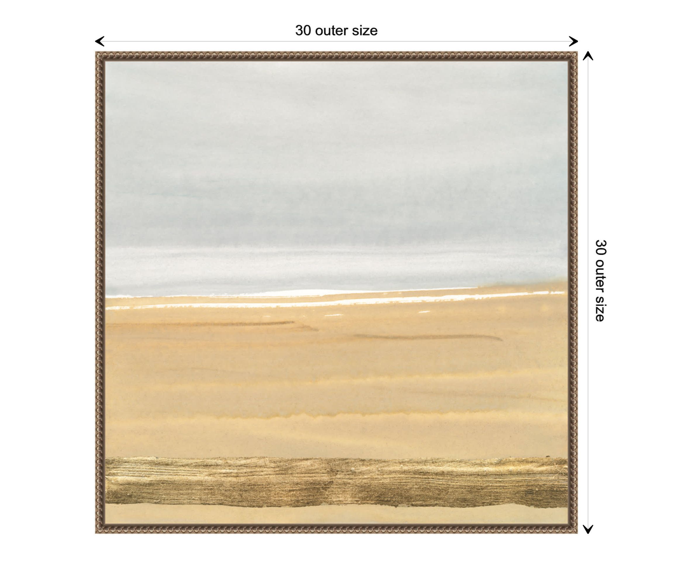 Abstract Gold Beach III Framed Canvas Wall Art Print