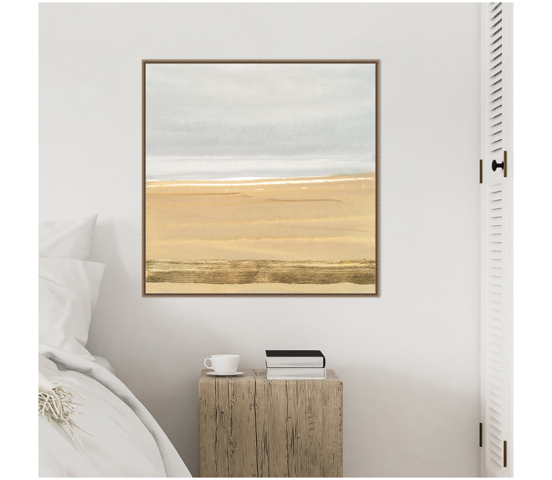Abstract Gold Beach III Framed Canvas Wall Art Print