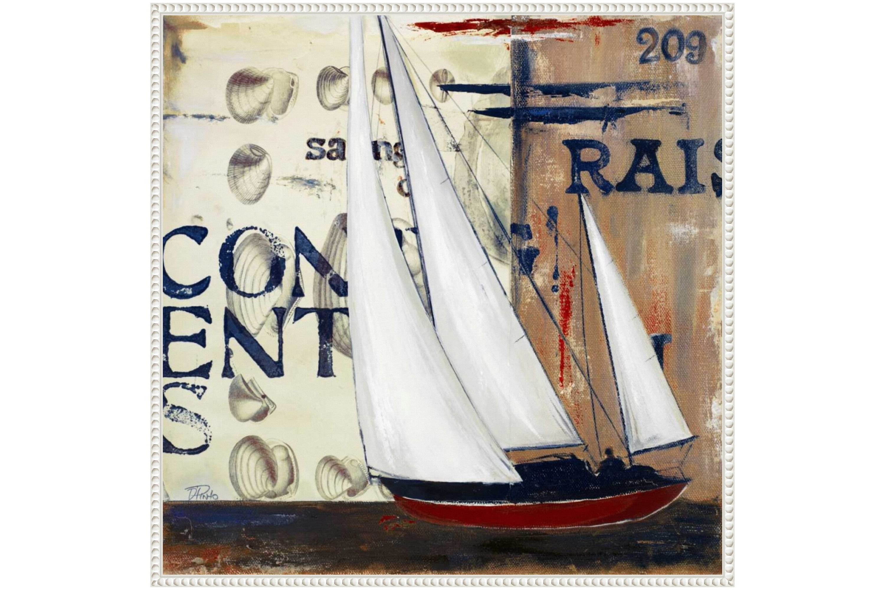 Blue Sailing Race II Framed Canvas Wall Art Print