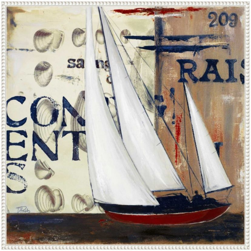 Blue Sailing Race II Framed Canvas Wall Art Print