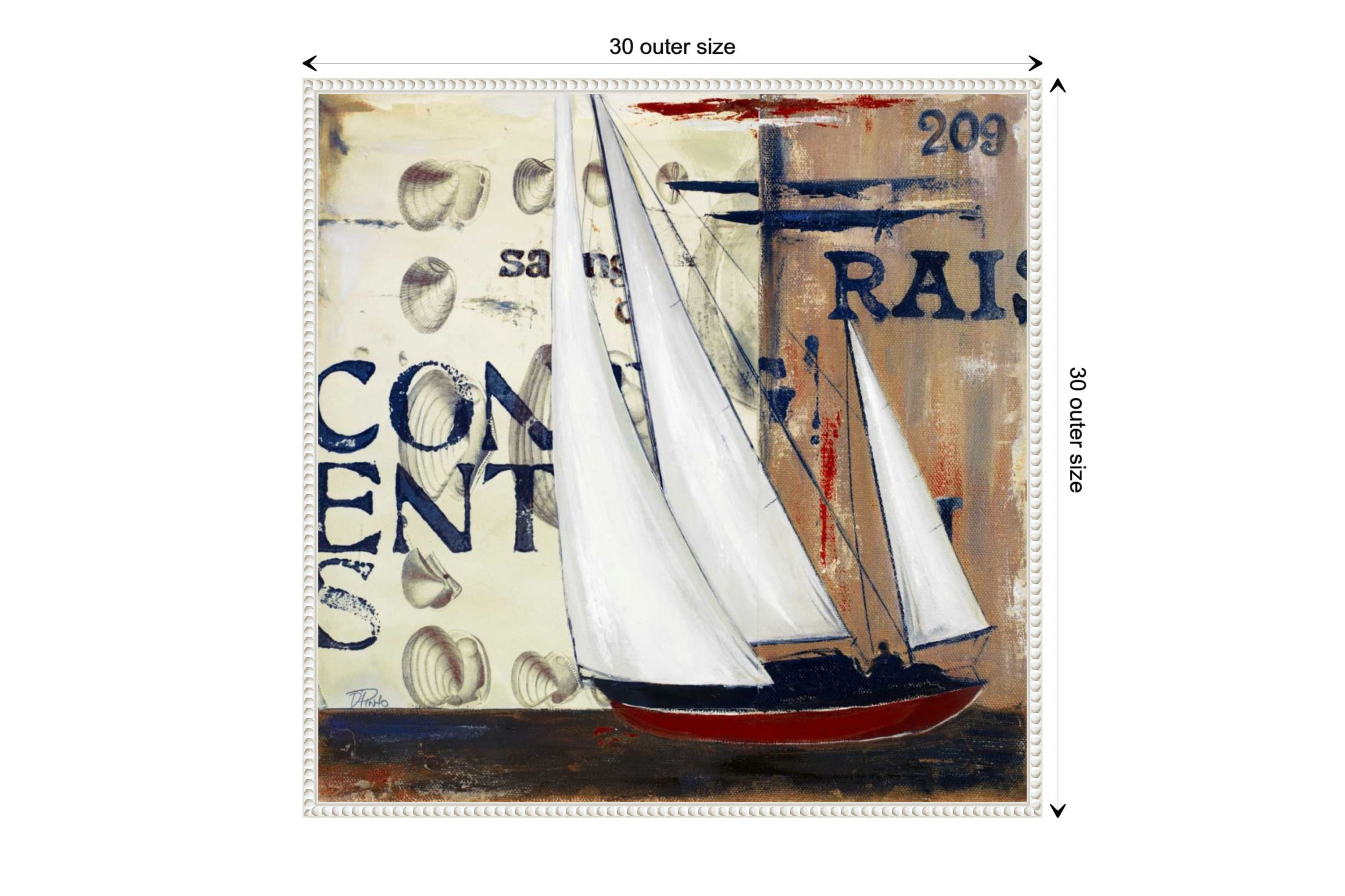 Blue Sailing Race II Framed Canvas Wall Art Print