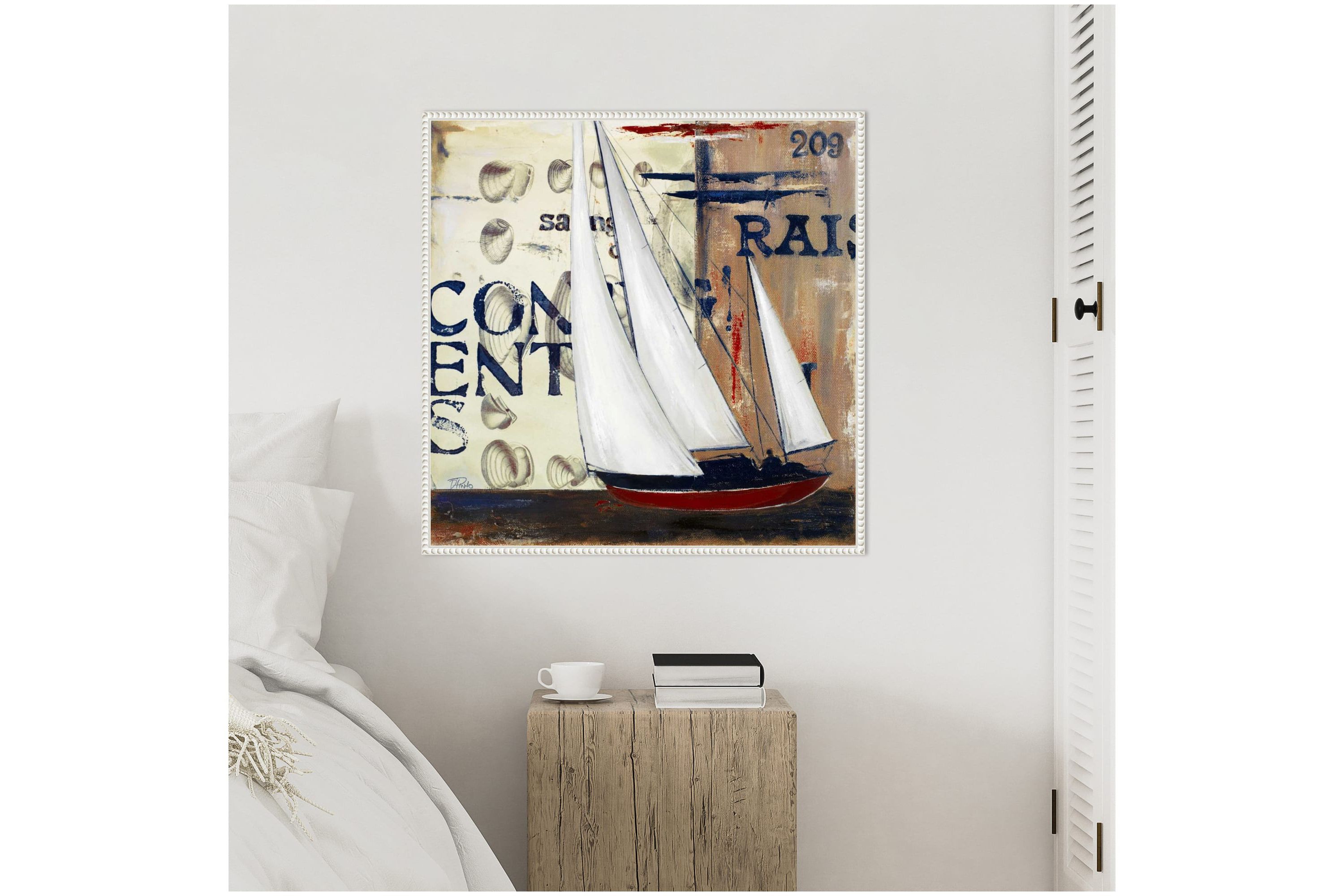 Blue Sailing Race II Framed Canvas Wall Art Print