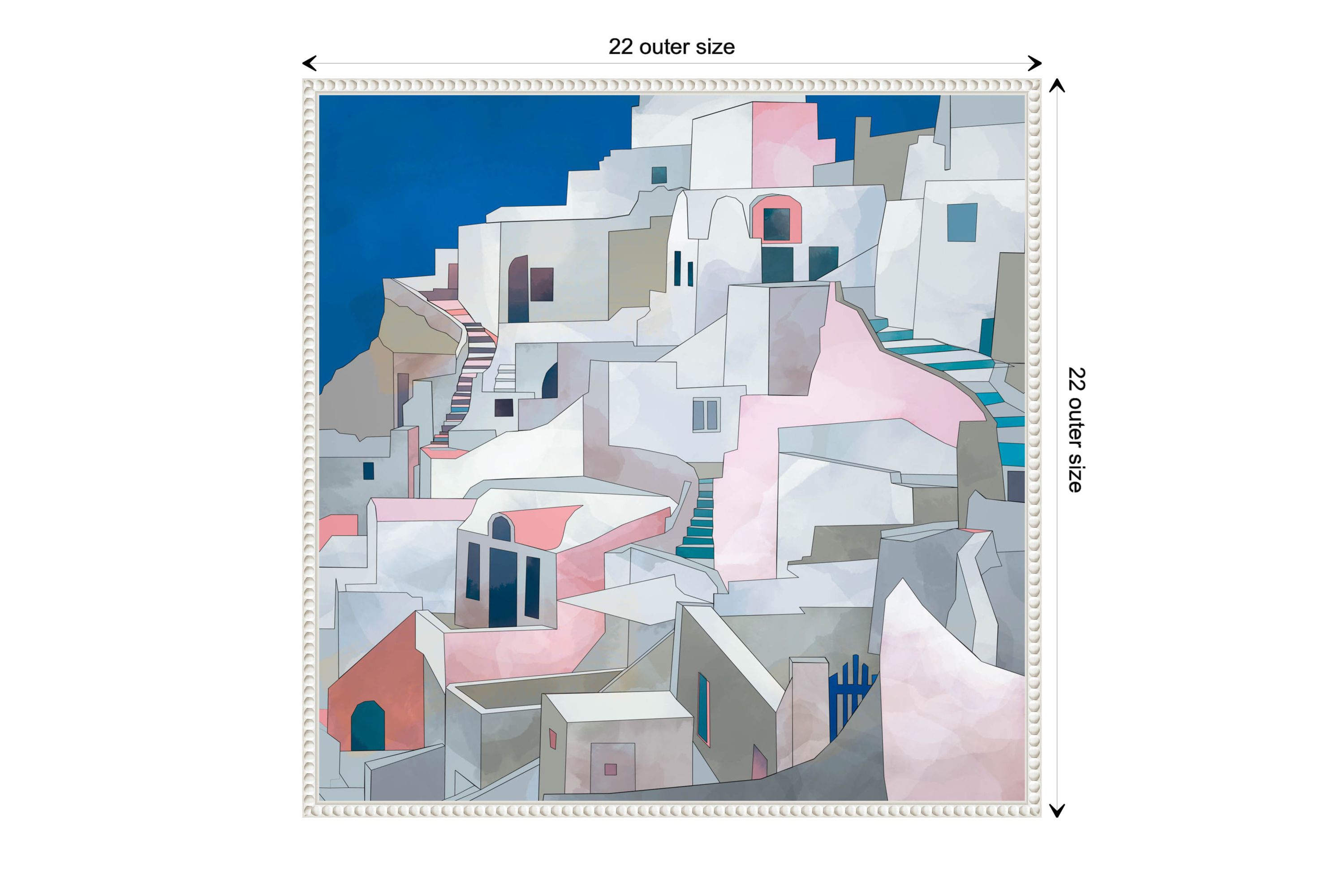 Santorini Seashore Framed Canvas Wall Art Print