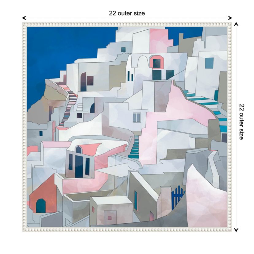 Santorini Seashore Framed Canvas Wall Art Print