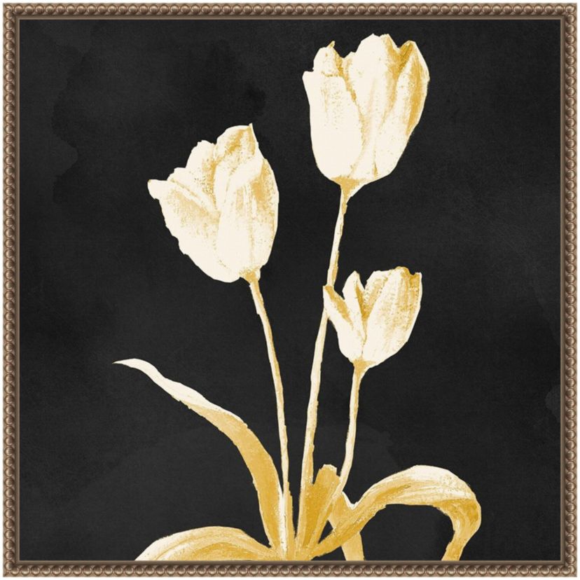Floral Stillness on Black Framed Canvas Wall Art Print